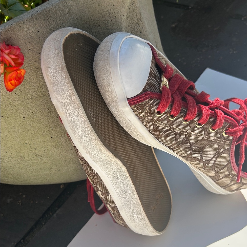 Coach Brown and Red Women's Sneakers - Picture 6 of 6